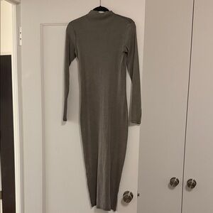 Zara ribbed midi Gray Long Sleeve Dress
